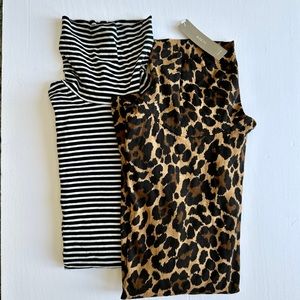 J. Crew Tissue Turtleneck Top Bundle. Leopard and black/white stripe. Size XS/S